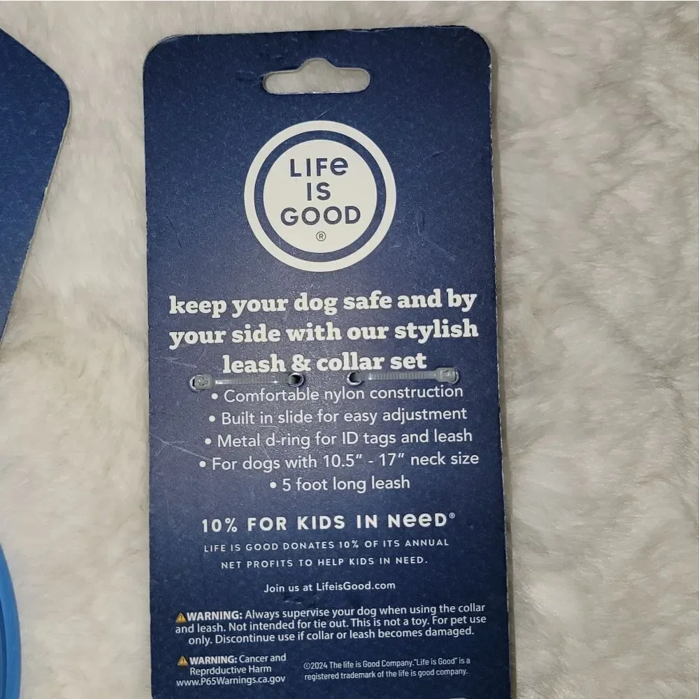 Life is Good Puppy Dog Toys Collapsible Feeding Water Bowl Leash & Collar M New